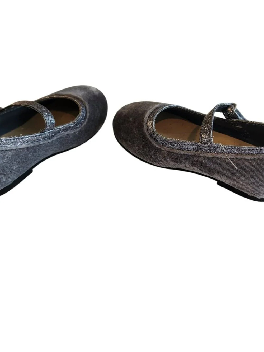 Gymboree Winter Star Gray Velvet Flats Mary Janes Girls size 6